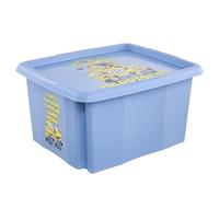 keeeper karolina storage box with lid, 24 l, nestable and stackable, Design: Minions, Happiness, For children, Blue (Soft Blue)