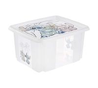 keeeper karolina storage box with lid, 24 l, nestable and stackable, design: Stitch, for children, transparent
