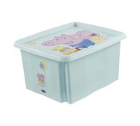 keeeper karolina storage box with lid, 24 l, rotatable and stackable, design: Peppa, for children, aquamarine