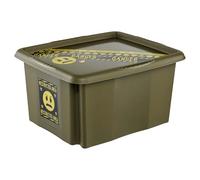 keeeper karolina storage box with lid, 24 l, rotatable and stackable, Emoji Danger design, For children, olive green (Olive)