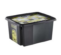 keeeper karolina storage box with lid, 24 l, stackable and nestable, Design: Minions, Mosaic, For children, Black