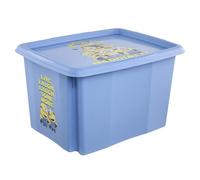 keeeper karolina storage box with lid, 30 l, nestable and stackable, Design: Minions, Happiness, For children, Blue (Soft Blue)
