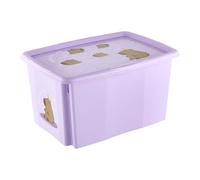 keeeper karolina storage box with lid, 45 l, nestable and stackable, Capybara design, for children, violet (Soft Purple)