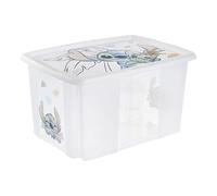 keeeper karolina storage box with lid, 45 l, rotatable and stackable, Design: Stitch, For children, Transparent