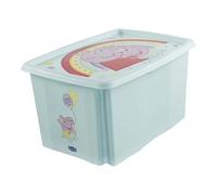 keeeper karolina storage box with lid, 45 l, stackable and nestable, Design: Peppa, For children, Aquamarine