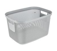 Keeeper Knitted Look Storage Basket, 18 L, Side Handles, Air-Permeable, Plastic, 38.2 X 28.5 X 22.3 Cm, Stine, Grey (Nordic Grey)
