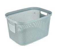 Keeeper Knitted Look Storage Basket, 18 L, Side Handles, Air-Permeable, Plastic, 38.2 X 28.5 X 22.3 Cm, Stine, Blue (Nordic Blue)
