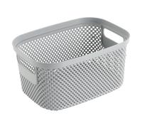 Keeeper Knitted Look Storage Basket, 3.5 L, Side Handles, Air-Permeable, Plastic, 23.7 X 17 X 12.2 Cm, Stine, Grey (Nordic Grey)