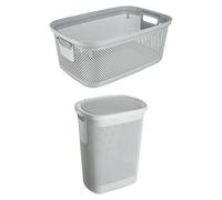 Keeeper Laundry Basket 30 Litre With Side Handles & Laundry Hamper 58L Set - White