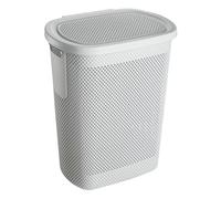 Keeeper Laundry Hamper, Hinged Lid, Air-Permeable, Plastic, 47.5 X 36 X 57.5 Cm, Arne, Grey (Nordic Grey)