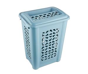 keeeper Laundry Hamper with Clothes Slot and Hinged Lid, Air Permeable, 60 L, Per, Nordic Blue