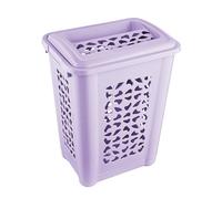 keeeper laundry hamper with slot and hinged lid, 60 l, breathable, violet (soft purple)