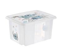 keeeper karolina storage box with lid, 15 l, stackable and nestable, Design: Stitch, For children, Transparent
