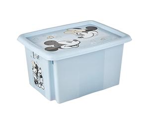 keeeper Micky Maus Storage Box with Lid, Stackable and Rotatable, For Children, 15 L, Karolina, Cloudy Blue