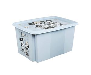 keeeper Micky Maus Storage Box with Lid, Stackable and Rotatable, For Children, 45 L, Karolina, Cloudy Blue