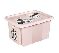 keeeper Minnie Mouse Storage Box with Lid, Stackable and Rotatable, For Children, 15 L, Karolina, Nordic Pink