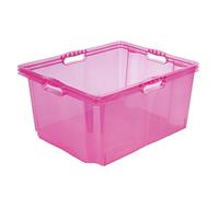 keeeper Multi-Purpose Storage Box with Integrated Handles, XXL, 52x43x26 cm, 44 Litre, Franz, Transparent Pink