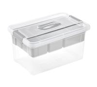 keeeper organiser box, 16 l, Comfortable handle, Practical clips, Removable insert, Storage box, 29 x 41 x 20 cm, henri, Nordic Grey (Grey)
