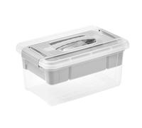 keeeper organiser box, 5 l, Convenient handle, Practical clips, Removable insert, Storage box, 19 x 29 x 14 cm, henri, Nordic Grey (Grey)
