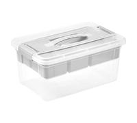 keeeper organiser box, 9 l, Comfortable handle, Practical clips, Removable insert, Storage box, 23 x 35 x 17 cm, henri, Nordic Grey (Grey)