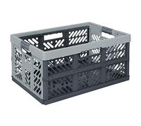 keeeper Pack of 5 x 45 Litre Extra Strong Folding Plastic Stacking Storage Crates Boxes - 45KG LOAD CAPACITY PER BOX - SOFT HANDLES - GREAT VALUE