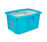 keeeper Paw Patrol Storage Box with Lid, Stackable and Rotatable, For Children, 45 L, Karolina, Fresh Blue Transparent