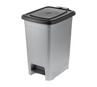 keeeper pedal bin, 25 l, easy cleaning, pedal for hygienic opening and closing, waste bin, 27 x 36.5 x 44 cm, olaf, Light Silver (silver)