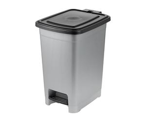 keeeper pedal bin, 25 l, easy cleaning, pedal for hygienic opening and closing, waste bin, 27 x 36.5 x 44 cm, olaf, Light Silver (silver)