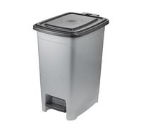 keeeper pedal bin, 40 l, easy cleaning, pedal for hygienic opening and closing, waste bin, 32 x 42 x 53 cm, olaf, Light Silver (Silver)