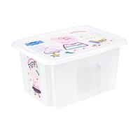 keeeper Peppa Pig Storage Box with Lid, Stackable and Rotatable, For Children, 15 Litre, Karolina, Natural Transparent