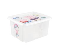 keeeper Peppa Pig Storage Box with Lid, Stackable and Rotatable, For Children, 24 L, Karolina, Natural Transparent