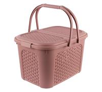 Keeeper Picnic Basket With Lid, Rattan Look, For Picnics, Camping And More, 35 X 46 X 28.5 Cm, Inka, Red(Nordic Red)