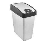keeeper Premium Waste Bin with Flip Lid, Soft Touch, 25 Litre, Magne, Silver
