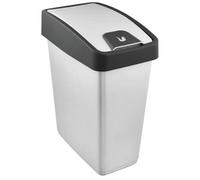 Premium Waste Bin with Flip Lid 25 Litre Keeeper Silver One Size