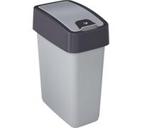 keeeper Premium Waste Bin with Flip Lid, Soft Touch, 10 Litre, Magne, Silver