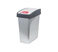 keeeper Premium Waste Bin with Flip Lid, Soft Touch, 25 Litre, Magne, Silver