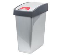 keeeper Premium Waste Bin with Flip Lid, Soft Touch, 45 Litre, Magne, Silver