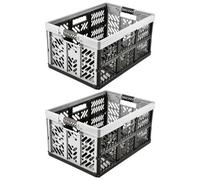 Keeeper Set Of 2 Extra Strong Folding Box 45 Litre With Soft-touch Handles - Light Grey, Grey