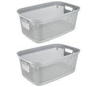 Keeeper Set of 2 Laundry Basket 30 Litre with Side Handles and Air-Permeable - White, White