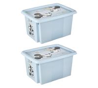 Keeeper Set of 2 Mickey Mouse Turn Around Stackable Box 15 Litre with Lid - Cloudy Blue Keeeper Blue