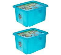 Keeeper Set Of 2 Paw Patrol Turn Around Stackable Box 24 Litre With Lid - Blue Transparent