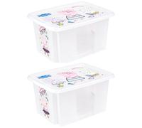 Keeeper Set of 2 Peppa Pig Turn Around Stackable Box 15 Litre with Lid - Natural, Clear