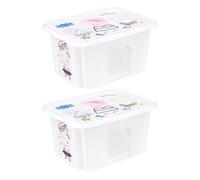 Keeeper Set of 2 Peppa Pig Turn Around Stackable Box 15 Litre with Lid - Natural, Clear