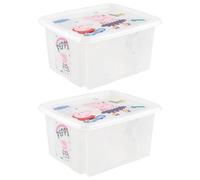Keeeper Set of 2 Peppa Pig Turn Around Stackable Box 24 Litre with Lid - Natural, Clear