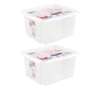 Keeeper Set Of 2 Peppa Pig Turn Around Stackable Box 24 Litre With Lid - Natural Transparent, Clear
