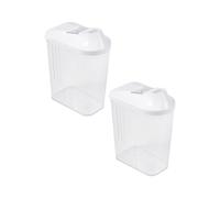 Keeeper Set of 2 Pouring Jar 1 Litre with White Infinitely Adjustable Dispensing Lid, Clear