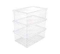 keeeper Clearboxes with Air Control System, Set of 3, Height: 14 cm, 39x26.5x14 cm, 3 x 11 Litre, Bea, Transparent