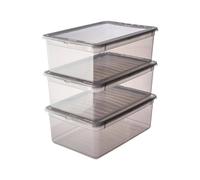 Keeeper Set of 3 Storage Boxes 11 Litre with Lid and Air Control System Clear, Clear