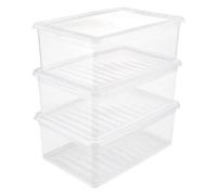 Keeeper Set of 3 Storage Boxes 11 Litre with Lid and Air Control System, Clear