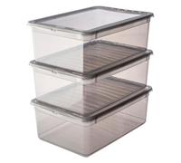 Keeeper Set Of 3 Storage Boxes 11 Litre With Lid And Air Control System Clear, Multi